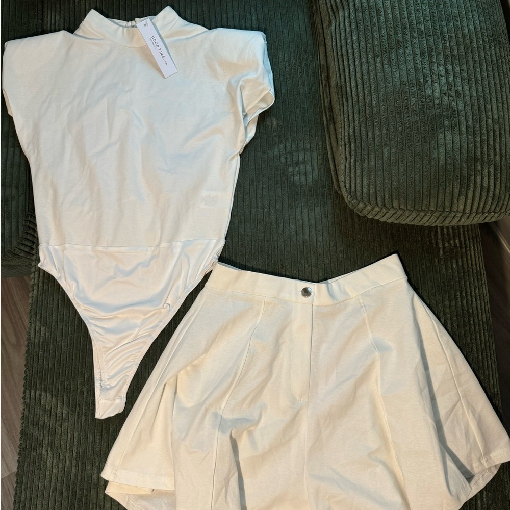 All White 2 piece outfit + White Shirt